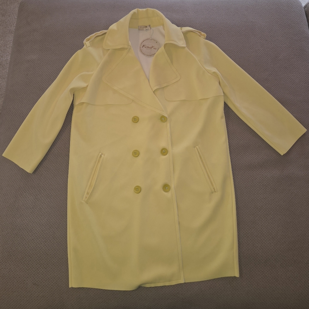 New KimiKa Made in Italy Women's Medium yellow double breasted Coat